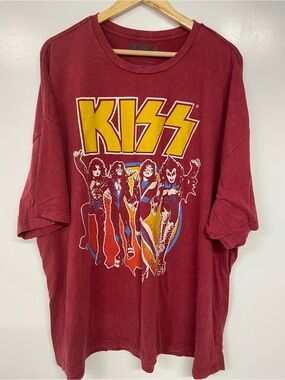 Official KISS Graphic Tee - Red Vintage Band Logo Size 3XL